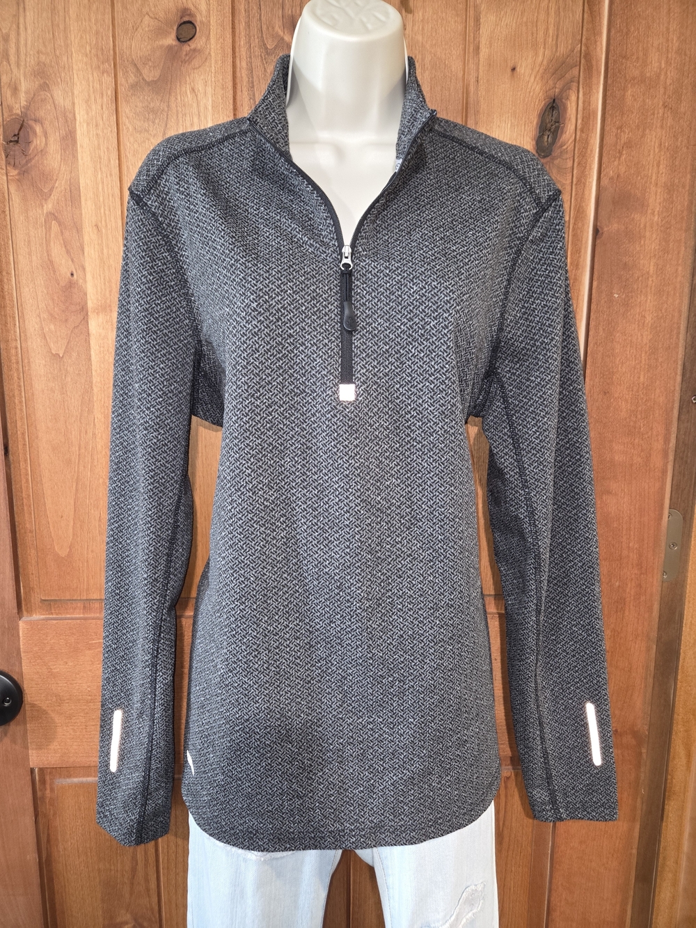 Jockey Charcoal Heathered Zip-Neck Pullover